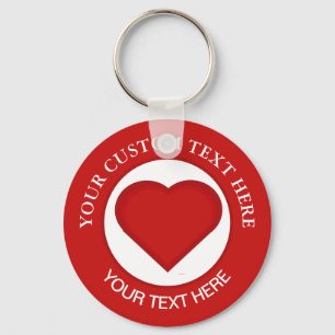 Red Heart Custom Text Keychain