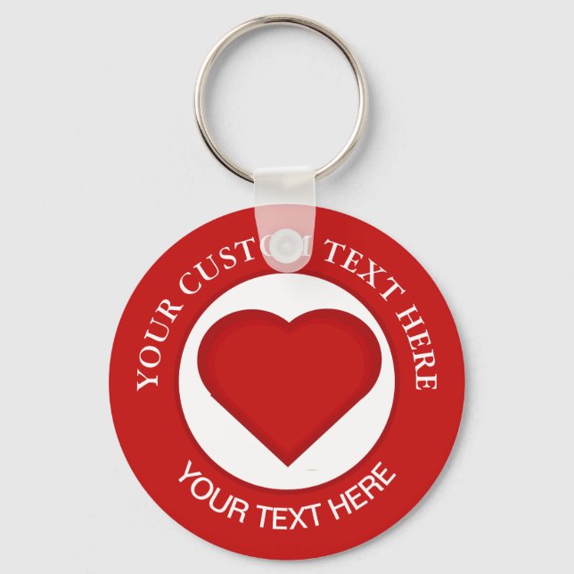Red Heart Custom Text Keychain (Front)