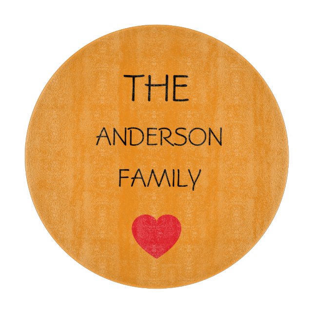 red heart customizable family name cute cutting board (Front)