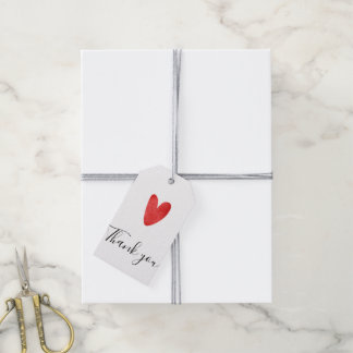 Red Heart Cute Hand Drawn Thank You Favour Gift Tags