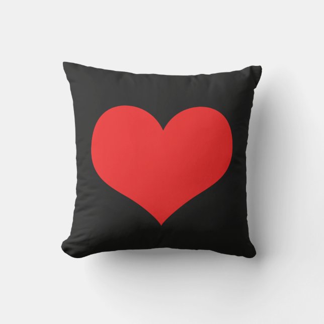 Red Heart Cute Valentine's Day Black Custom Colour Outdoor Pillow (Front)
