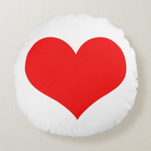 Red Heart Cute Valentine's Day Custom Colour White Round Pillow