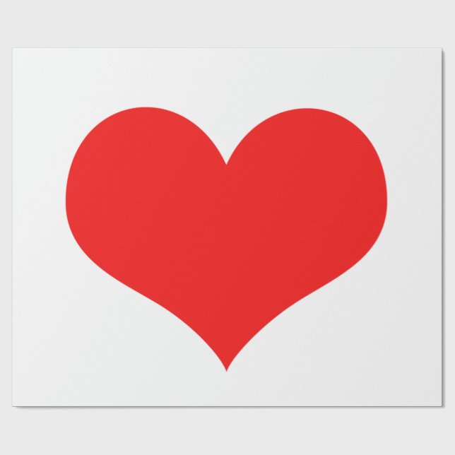 Red Heart Cute Valentine's Day Custom Colour White Wrapping Paper (Flat)