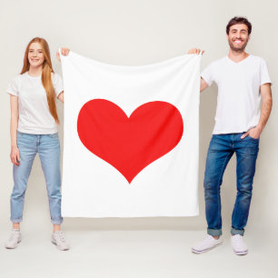 Red Heart Cute Valentine's Day White Custom Colour Fleece Blanket