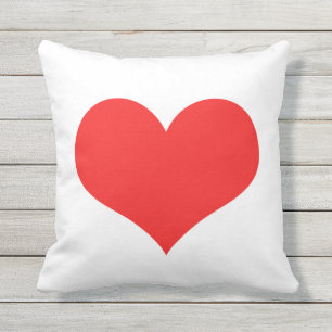 Red Heart Cute Valentine's Day White Custom Colour Outdoor Pillow