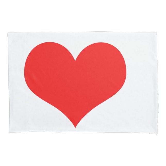 Red Heart Cute Valentine's Day White Custom Colour Pillowcase (Front)