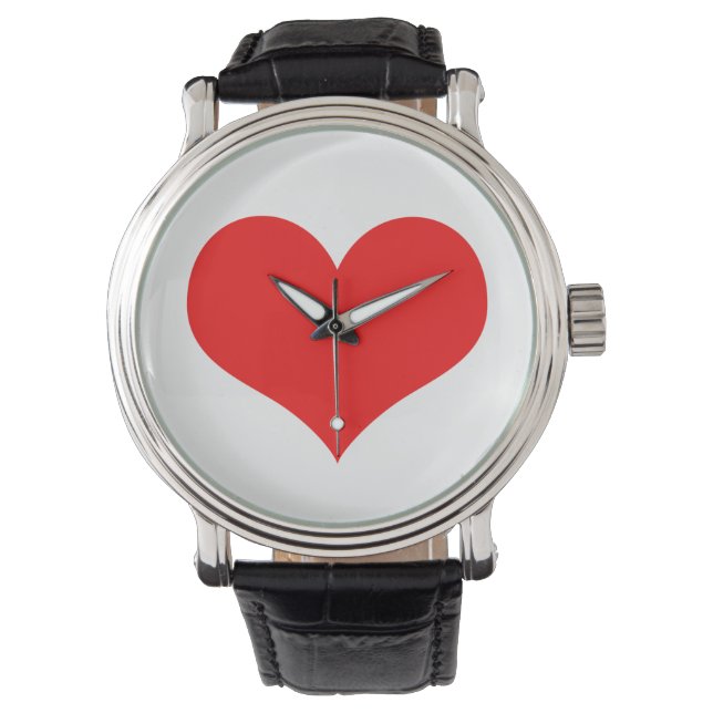 Red Heart Cute Valentine's Day White Custom Colour Watch (Front)