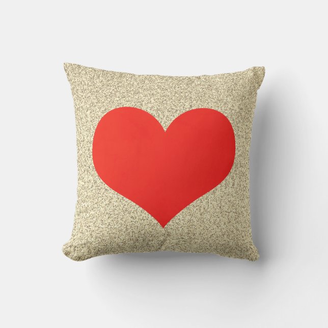 Red Heart Cute Weddings Gold Glittery Patterns Outdoor Pillow (Front)