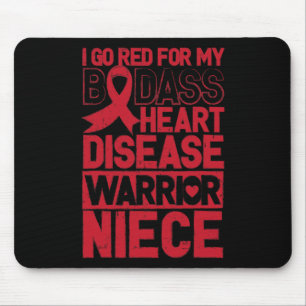 Red Heart Disease Awareness Bad Warrior Niece Mouse Pad