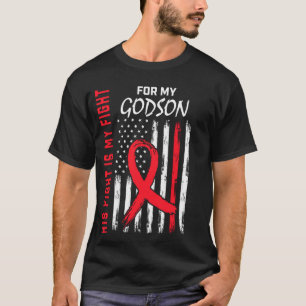 Red Heart Disease Awareness Flag Godson Supporter T-Shirt