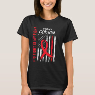 Red Heart Disease Awareness Flag Godson Supporter T-Shirt