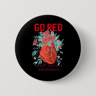 Red Heart Disease Support Heart Disease Awareness 2 Inch Round Button