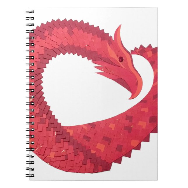 Red heart dragon on white notebook (Front)