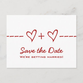 Red Heart Equation Save the Date Postcard