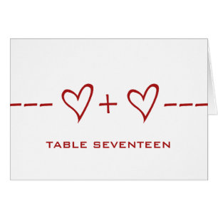 Red Heart Equation Table Number Card
