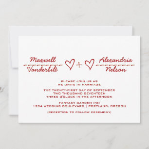 Red Heart Equation Wedding Invite