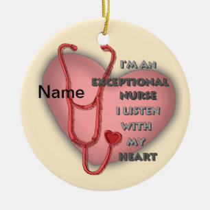 Red heart exceptional nurse  ceramic ornament