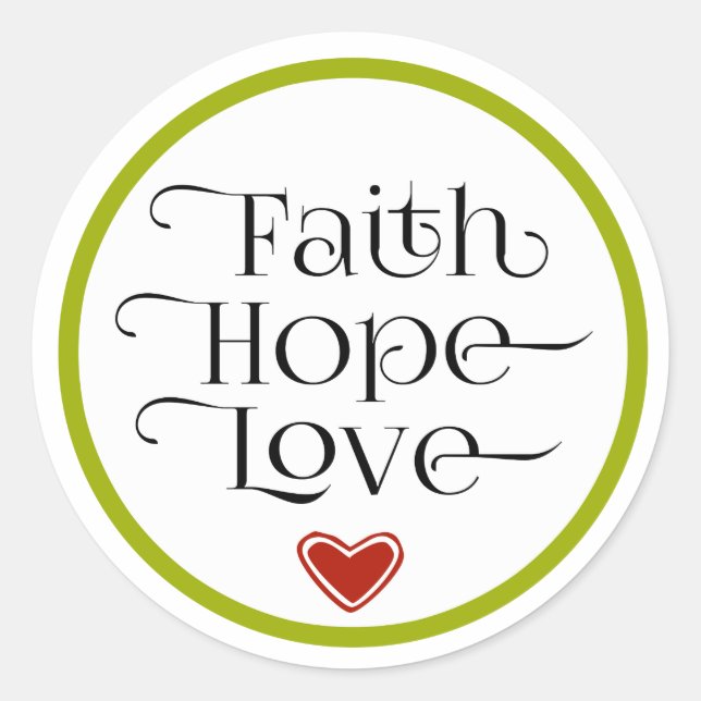 Red Heart Faith Hope Love Sticker (Front)