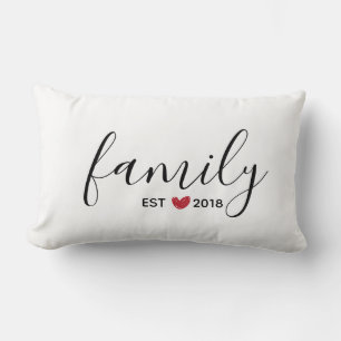 Red Heart Family Established Year Lumbar Pillow