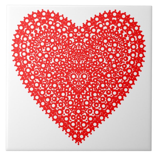 Red Heart Fancy Graphic Pattern Tile (Front)