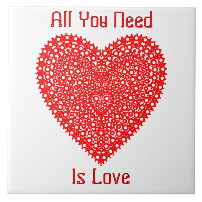 Red Heart Fancy Graphic Personalized Tile (Front)