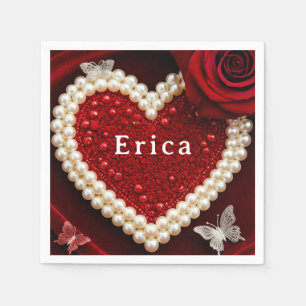 Red Heart Floral Celebration Table Setting 🦋 Napkin