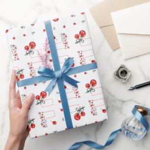 Red Heart Floral Cherry Sweet Wrapping Paper