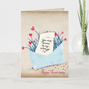 red heart flowers with verse in envelope card