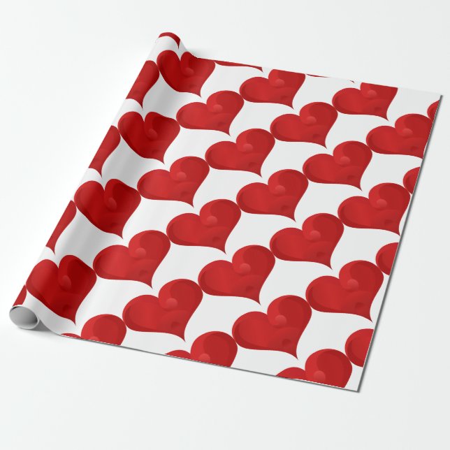 Red Heart For Valentine day Wrapping Paper (Unrolled)