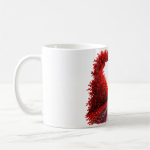 Red Heart Forest Path – Autumn Love Nature Design Coffee Mug