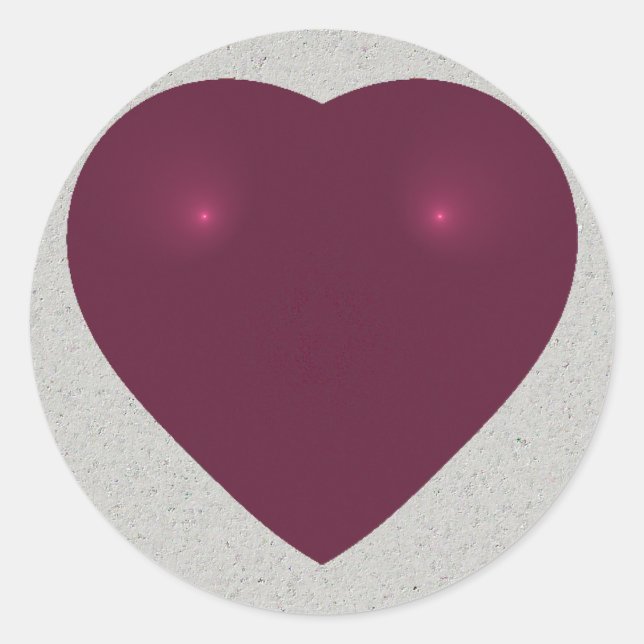 Red Heart Fractal Classic Round Sticker (Front)