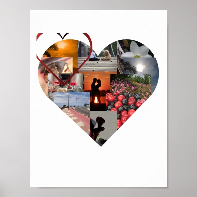 Red Heart Frame Photo Collage Poster (Front)