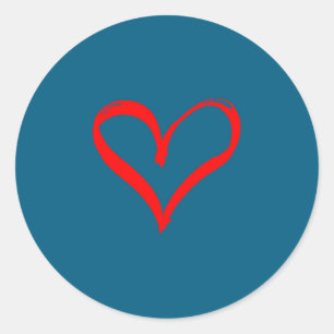 Red Heart Funny Cute Design For Men Women Husband  Classic Round Sticker