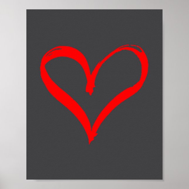 Red Heart Funny Cute Design For Men Women Husband  Poster (Front)