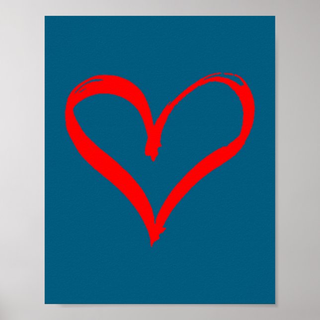 Red Heart Funny Cute Design For Men Women Husband  Poster (Front)
