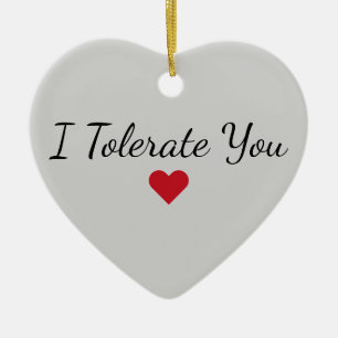 Red Heart Funny I Tolerate You Sarcastic Christmas Ceramic Ornament