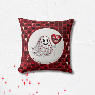 Red Heart Ghost Valentine's Pattern Throw Pillow