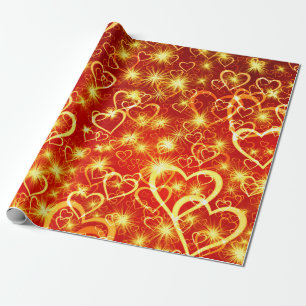 red heart gift paper