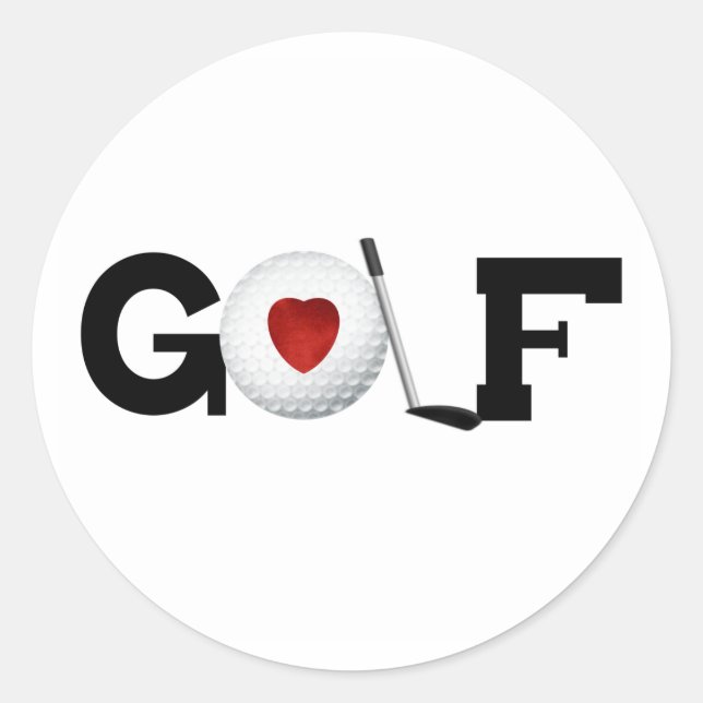 Red Heart Golf Classic Round Sticker (Front)