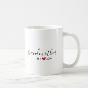 Red Heart Grandmother Established Year Coffee Mug