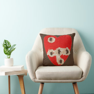 Red Heart Graphic with Torn Punctures Throw Pillow