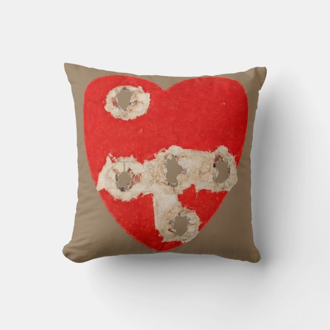 Red Heart Graphic with Torn Punctures  Throw Pillow (Front)