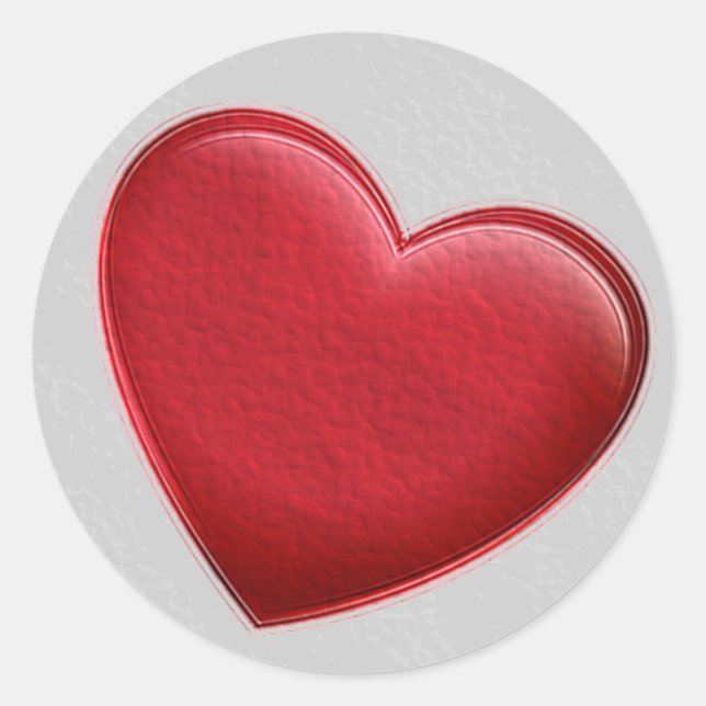Red Heart Grey Trendy Love Wedding Classic Round Sticker (Front)