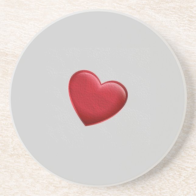 Red Heart Grey Trendy Love Wedding Coaster (Front)