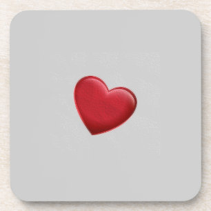Red Heart Grey Trendy Love Wedding Coaster