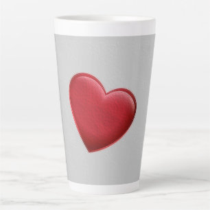 Red Heart Grey Trendy Love Wedding Latte Mug