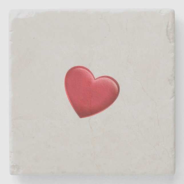 Red Heart Grey Trendy Love Wedding Stone Coaster (Front)