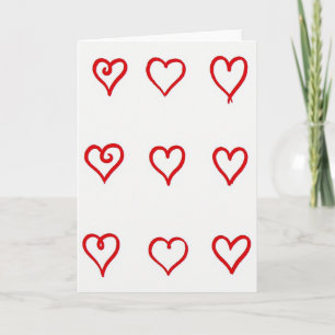 Red Heart Hand Drawn Love Card