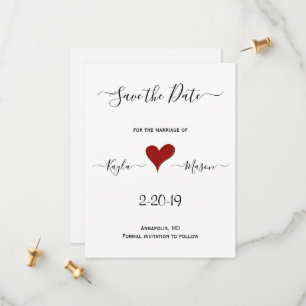Red Heart   Hand Lettered Custom Wedding Save The Date