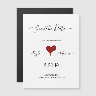 Red Heart   Hand Lettered Magnetic Save the Date